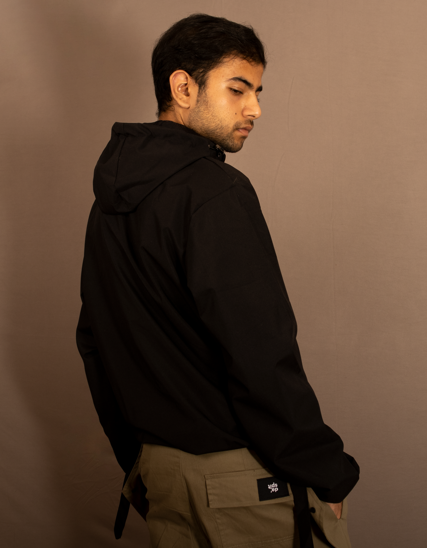 Hooded Black Windbreaker