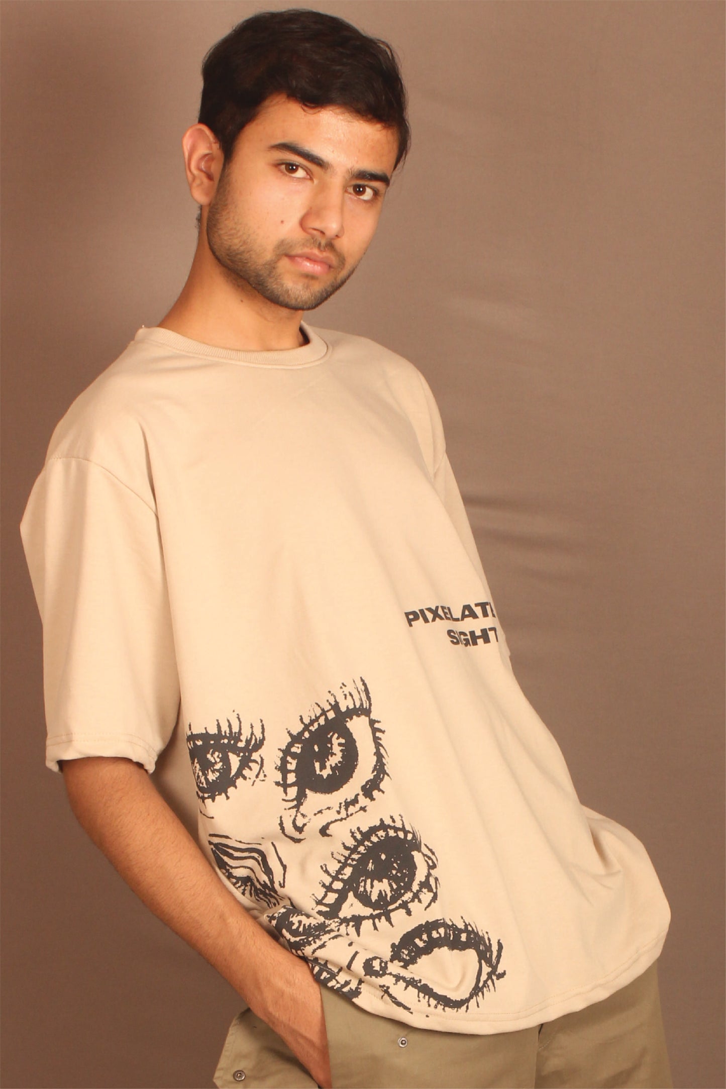Pixelated Sight T-shirt Beige