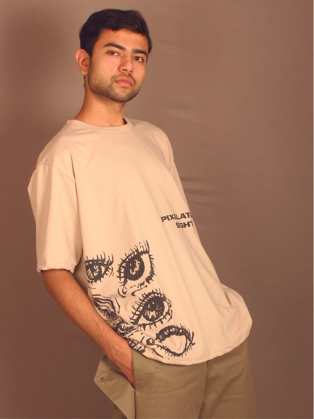 Pixelated Sight T-shirt Beige